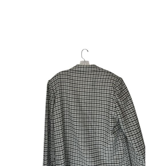 Vintage Gray White Houndstooth Academia Wool Blend Oversized Blazer Size 16 - Picture 9 of 12
